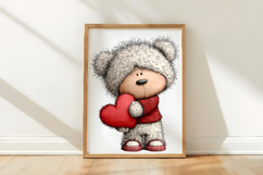 Whimsical Valentine Teddy Clipart Product Image 3