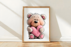 Whimsical Valentine Teddy Clipart Product Image 3