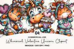 Whimsical Valentine Unicorn Clipart Product Image 1