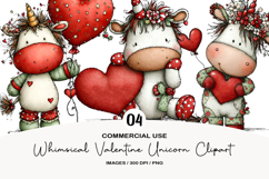 Whimsical Valentine Unicorn Clipart Product Image 1