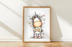 Whimsical Valentine Unicorn Clipart Product Image 3