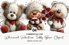 Whimsical Valentines Bear Clipart Product Image 1