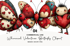 Whimsical Valentines Butterfly Clipart Product Image 1