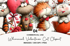 Whimsical Valentines Cat Clipart Product Image 1