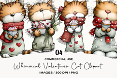 Whimsical Valentines Cat Clipart Product Image 1