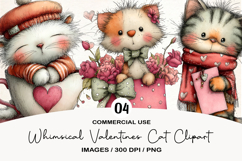 Whimsical Valentines Cat Clipart Product Image 1