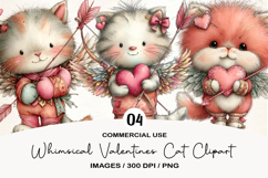 Whimsical Valentines Cat Clipart Product Image 1