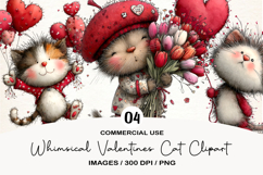 Whimsical Valentines Cat Clipart Product Image 1