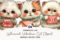 Whimsical Valentines Cat Clipart Product Image 1