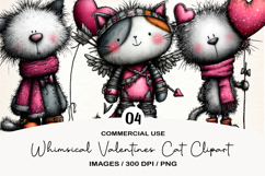 Whimsical Valentines Cat Clipart Product Image 1