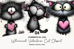 Whimsical Valentines Cat Clipart Product Image 1