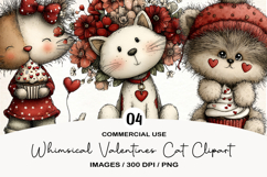 Whimsical Valentines Cat Clipart Product Image 1