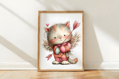 Whimsical Valentines Cat Clipart Product Image 3
