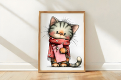 Whimsical Valentines Cat Clipart Product Image 3