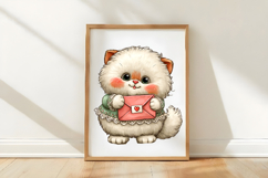 Whimsical Valentines Cat Clipart Product Image 3