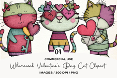 Whimsical Valentines Day Cat Clipart Product Image 1
