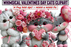 Whimsical Valentines Day Cats Clipart Product Image 1