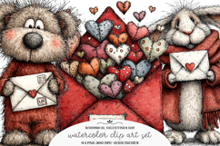 Whimsical valentines day clipart - valentines day PNG Product Image 1