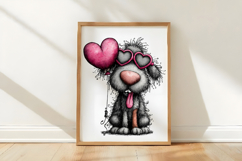 Whimsical Valentines Dog Clipart Product Image 3