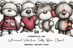 Whimsical Valentines Teddy Bear Clipart Product Image 1