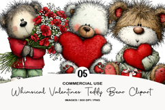 Whimsical Valentines Teddy Bear Clipart Product Image 1