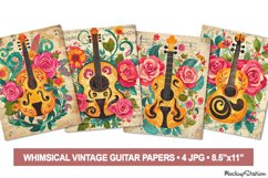 Vintage Guitar Junk Journal Pages |Retro Papers Product Image 1