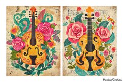 Vintage Guitar Junk Journal Pages |Retro Papers Product Image 2