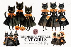 Whimsical Vintage Cat Girls Clipart Product Image 1