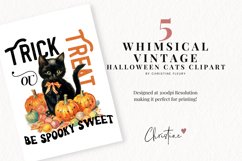 Whimsical Vintage Halloween Cats Clipart Product Image 2