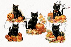 Whimsical Vintage Halloween Cats Clipart Product Image 4