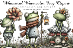 Whimsical Watercolor Frog Clipart Product Image 1