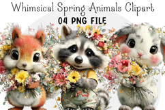 Whimsical Watercolor Spring Animals Clipart Product Image 1