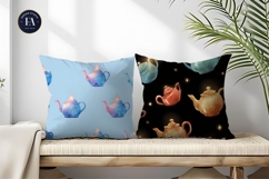 Watercolor Teapots with Glowing Halos Seamless Digital Paper Product Image 2