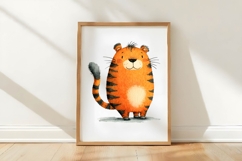 Whimsical watercolor tiger clipart PNG Product Image 3