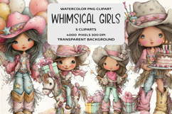Whimsical Western Birthday Girls Clipart Product Image 1