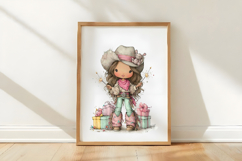 Whimsical Western Birthday Girls Clipart Product Image 3