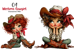 Whimsical Western Cowgirl Clipart Product Image 1