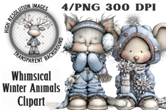 Whimsical Winter Animals in Clothes Clipart Product Image 1