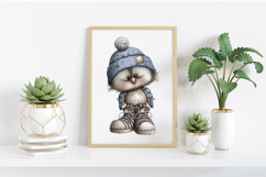 Whimsical Winter Animals in Clothes Clipart Product Image 2