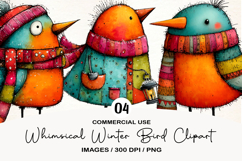 Whimsical Winter Bird Clipart Sublimation Product Image 1