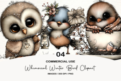 Whimsical Winter Bird Clipart Product Image 1