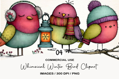 Whimsical Winter Bird Clipart Product Image 1