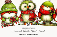 Whimsical Winter Bird Clipart Product Image 1