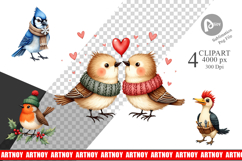 Whimsical Winter Birds Clipart Product Image 1