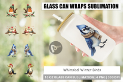 Whimsical Winter Birds Glass Can Product Image 1