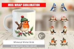 Whimsical Winter Birds Mug Wrap Product Image 1