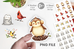 Whimsical Winter Birds Sticker Product Image 1