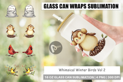 Whimsical Winter Birds Glass Can Product Image 1