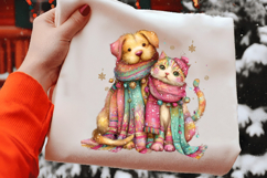 Whimsical Winter Cat &amp; Dog Clipart Product Image 2