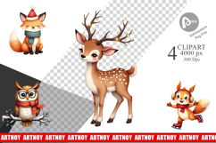 Winter Forest Friends Clipart Product Image 1